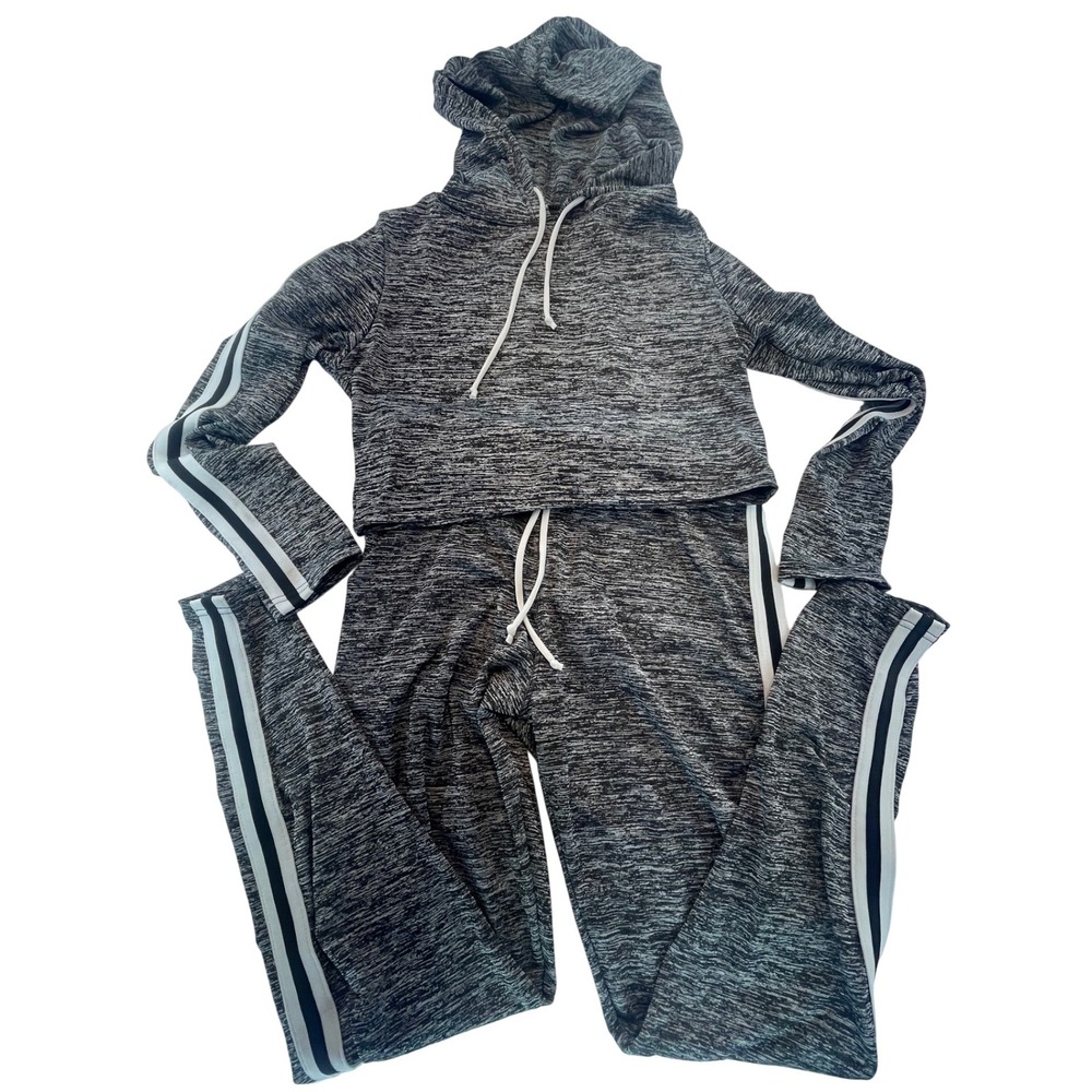 Boom Boom Jeans Women's XL‎ Gray White Stripe Tracksuit Hoodie Pants Set